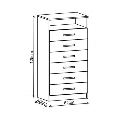Cômoda Rack 6 Gavetas 1 Nicho Maxi - Branco Branco