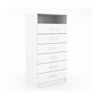 Cômoda Rack 6 Gavetas 1 Nicho Maxi - Branco Branco