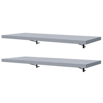 Kit 2 Prateleiras Suspensas Para Cozinha Madesa 80 Cm Com Mão Francesa - Cinza Cinza
