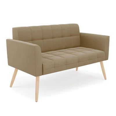 Kit 1 Sofá Namoradeira E 2 Poltronas Elisa Suede Pés Palito Natural - D'rossi Cor Marrom Rato