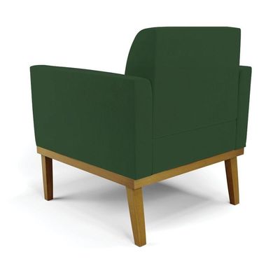 Sofá Namoradeira Com Poltrona Base De Madeira Fixa Castanho Marisa Veludo D03 - D?rossi Cor Verde