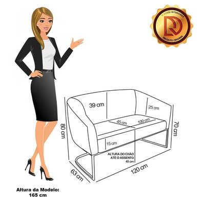 Sofá Namoradeira E 2 Poltronas Base Industrial Preto Stella Bouclê D03 - D'rossi Cor Terra
