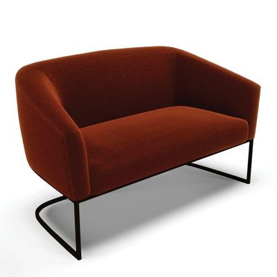 Sofá Namoradeira E 2 Poltronas Base Industrial Preto Stella Bouclê D03 - D'rossi Cor Terra
