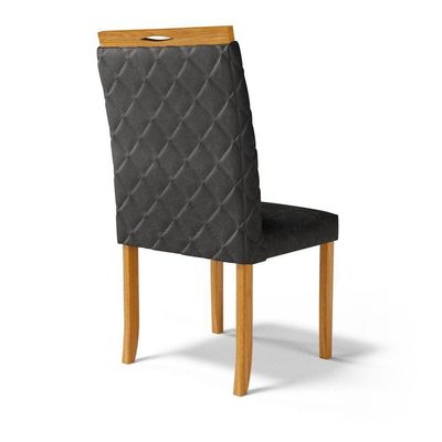 Kit Com 4 Cadeiras Agnes Madeira Maciça Estofadas Para Mesa De Jantar Courino Preto 503