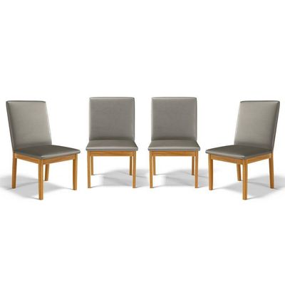 Kit Com 4 Cadeiras Daniela Madeira Maciça Estofada Para Mesa De Jantar Veludo Chumbo 109