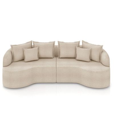 Sofá 3 Lugares Orgânico Living 210cm Mersa Bouclê Creme K01 - D'rossi