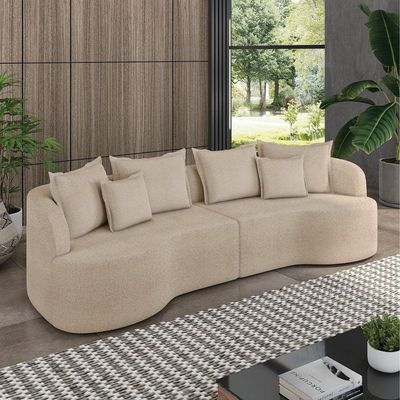 Sofá 3 Lugares Orgânico Living 210cm Mersa Bouclê Creme K01 - D'rossi