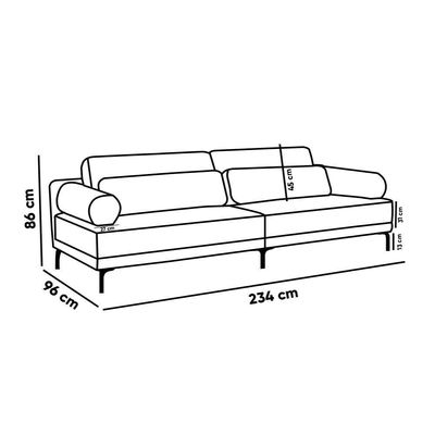 Sofá 3 Lugares Living 234cm Pé Ferro Romeu Bouclê K01 - D'rossi Off White