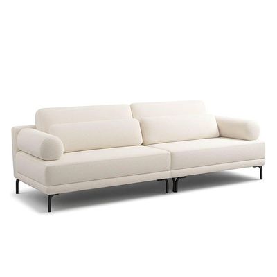 Sofá 3 Lugares Living 234cm Pé Ferro Romeu Bouclê K01 - D'rossi Off White