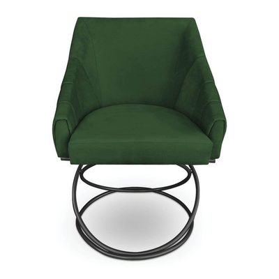 Kit 6 Poltronas Luxo Alana Suede Base Luxo Preto - Pallazio Cor Verde