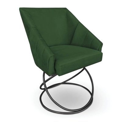 Kit 6 Poltronas Luxo Alana Suede Base Luxo Preto - Pallazio Cor Verde