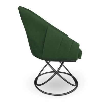 Kit 6 Poltronas Luxo Alana Suede Base Luxo Preto - Pallazio Cor Verde