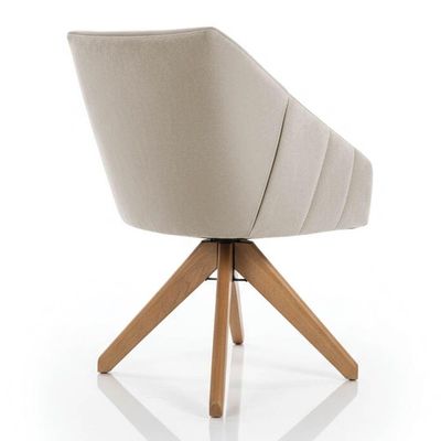 Kit 4 Poltronas Giratórias Alana Veludo Base De Madeira - Pallazio Cor Bege