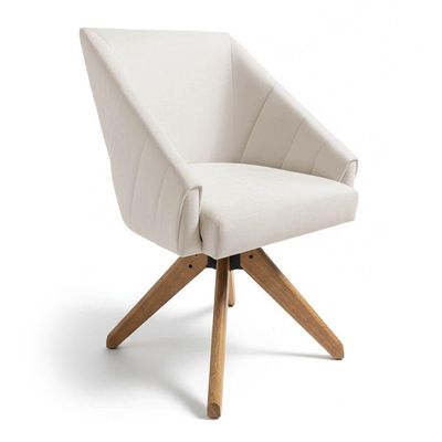 Kit 4 Poltronas Giratórias Alana Veludo Base De Madeira - Pallazio Cor Bege