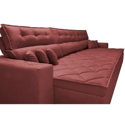 Sofá Retrátil E Reclinável 4,12m Austin Com Molas No Assento Tecido Suede Velusoft Vermelho