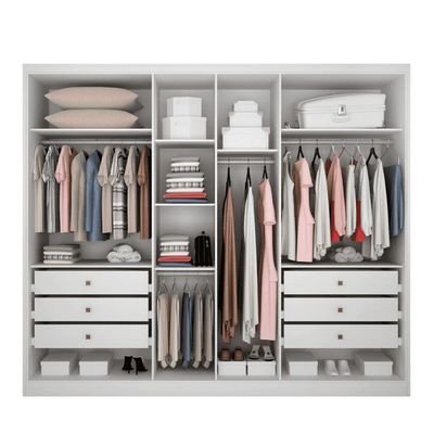 Guarda Roupa Casal 100% Mdf 6 Portas 6 Gavetas - Linea-branco - Móveis Novo Horizonte