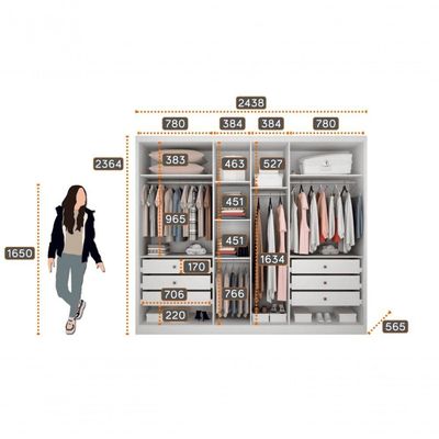 Guarda Roupa Casal 100% Mdf 6 Portas 6 Gavetas - Linea-branco - Móveis Novo Horizonte