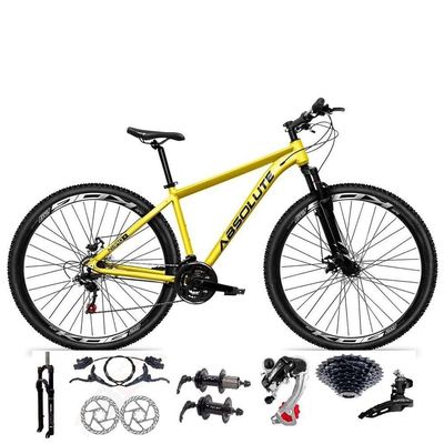Bicicleta Aro 29 Absolute Nero 5 Alumínio 24v Câmbios Shimano Freio Hidráulico K7 Garfo Comtrava Amarelo 17