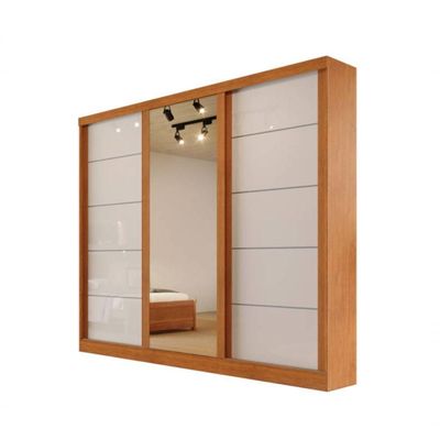 Guarda-roupa Solteiro Espelho 4 Gavetas 2,21m Capri Bianchi