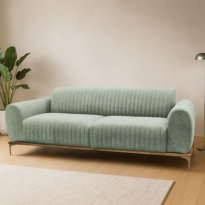 Sofá Molino 3 Lugares 210cm Pés Ouro Fosco Bouclé Verde Menta - Nexta Casa Cor Verde
