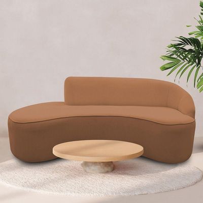 Sofá Curvo 02 Lugares 150cm Eron Braço Esquerdo Bouclé Terracota - Nexta Casa