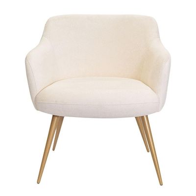Poltrona Decorativa Jade Pés Palito Ouro Fosco Bouclé Off White - Nexta Casa