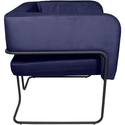 Poltrona Decorativa Scarlett Base Aço Preto Veludo Azul Marinho - Nexta Casa