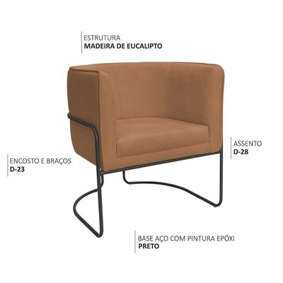 Poltrona Decorativa Betina Base Aço Preto Bouclé Terracota - Nexta Casa