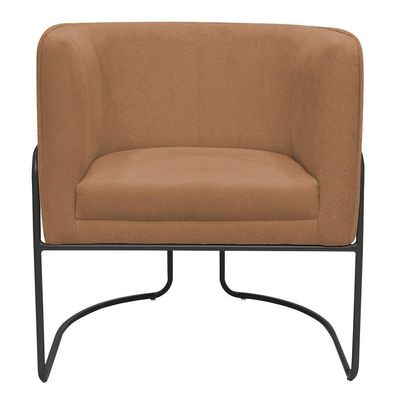 Poltrona Decorativa Betina Base Aço Preto Bouclé Terracota - Nexta Casa