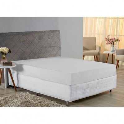 Lençol Com Elástico Casal Nobre 1 Peça 30cm De Altura Malha 100% Algodão - Branco