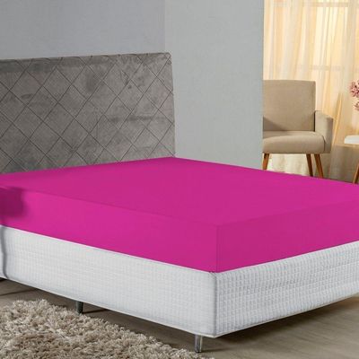 Lençol Com Elástico Casal Nobre 1 Peça 30cm De Altura Malha 100% Algodão - Pink