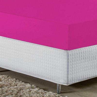 Lençol Com Elástico Casal Nobre 1 Peça 30cm De Altura Malha 100% Algodão - Pink