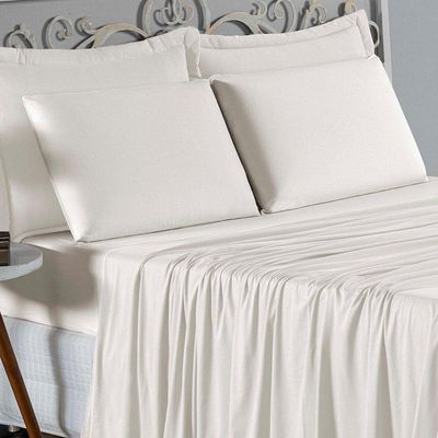 Jogo De Cama Casal Viúva Nobre 4 Peças Malha 100% Algodão - Palha