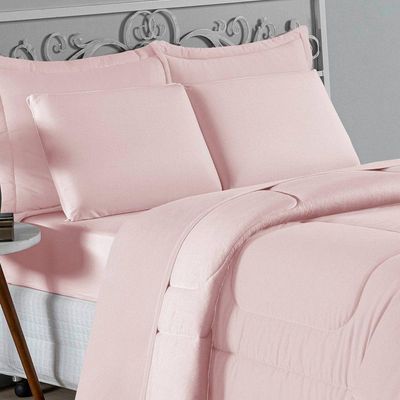 Edredom Queen Nobre 1 Peça Dupla Face 2,40m X 2,60m Malha 100% Algodão - Rosa