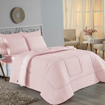 Edredom Queen Nobre 1 Peça Dupla Face 2,40m X 2,60m Malha 100% Algodão - Rosa