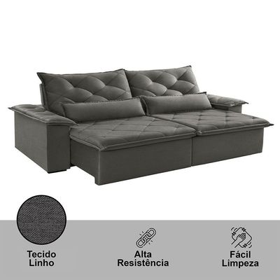 Sofá Melt 02 Módulos De 120cm Br 25cm Meu Sofá Online A231 Linho Cinza Escuro