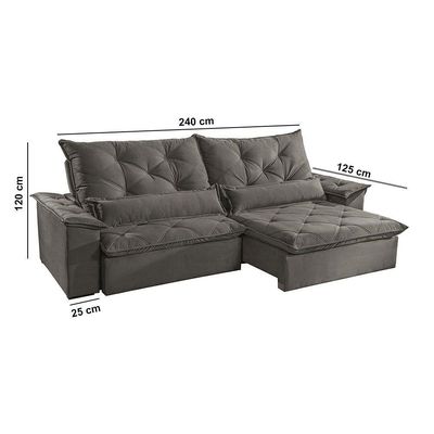 Sofá Melt 02 Módulos De 120cm Br 25cm Meu Sofá Online A231 Linho Cinza Escuro