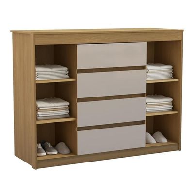 Cômoda Quarto 123cm 4 Gavetas 2 Portas Samira Freijó/mocca L01 - Mpozenato