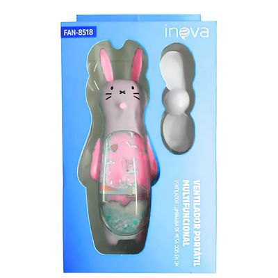 Ventilador Portátil Recarregável Luminária de Mesa Cor Rosa