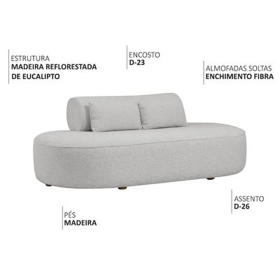 Sofá Orgânico Horizonte 3 Lugares 180cm Bouclé Cinza Claro - Nexta Casa