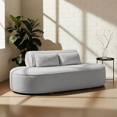 Sofá Orgânico Horizonte 3 Lugares 180cm Bouclé Cinza Claro - Nexta Casa