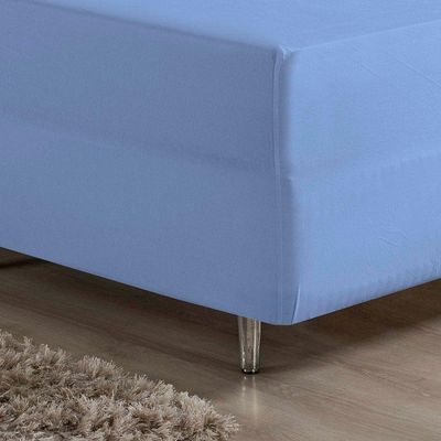 Lençol Com Elástico King Nobre 1 Peça Luva De Box 55cm De Altura Malha 100% Algodão - Azul-bebê