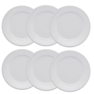Prato Raso Plus Branco de Cerâmica 24cm 6 Unidades - Biona 141992