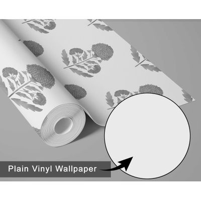 Papel de Parede Autoadesivo, Estampa de Botões Florais, Mural Estilo Asiático, para Banheiro, Lavanderia e Armário, Cinza - S4Sassy 63,5 cm (L) × 304,8 cm (C) / Cinza - Vinil Liso