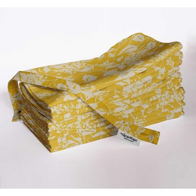 Guardanapos Musselina Floral Amarelo Vibrante, 51cm, 12un, Luxuosos/Absorventes, Festas, Ar Livre, Decoração, Lavável à Máquina - Vargottam 50,8 Cm × 50,8 Cm – Pacote Com 12 Peças / Amarelo