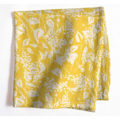 Guardanapos Musselina Floral Amarelo Vibrante, 51cm, 12un, Luxuosos/Absorventes, Festas, Ar Livre, Decoração, Lavável à Máquina - Vargottam 50,8 Cm × 50,8 Cm – Pacote Com 12 Peças / Amarelo
