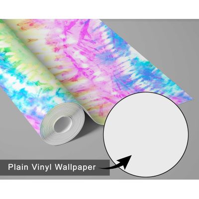 Papel de Parede Autoadesivo Boho Tie-Dye Arco-Íris Papel Contact Vinil À Prova D'Água Multicolor Removível para Quarto e Sala - S4sassy 63,5 cm (L) × 304,8 cm (C) / Multicolorido - Vinil Liso