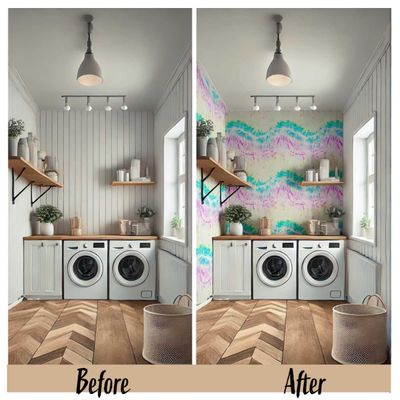 Papel de Parede Autoadesivo Boho Tie-Dye Arco-Íris Papel Contact Vinil À Prova D'Água Multicolor Removível para Quarto e Sala - S4sassy 63,5 cm (L) × 304,8 cm (C) / Multicolorido - Vinil Liso