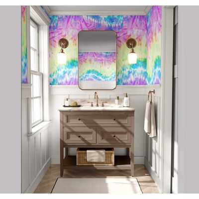 Papel de Parede Autoadesivo Boho Tie-Dye Arco-Íris Papel Contact Vinil À Prova D'Água Multicolor Removível para Quarto e Sala - S4sassy 63,5 cm (L) × 304,8 cm (C) / Multicolorido - Vinil Liso