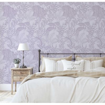 Papel de Parede Autocolante Esboço de Selva, Vinil Impermeável Removível, Roxo, Ideal para Inquilinos, Quarto e Sala de Jantar - S4Sassy 63,5 cm (L) × 304,8 cm (C) / Roxo - Vinil Liso